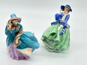 lot 76 image: Royal Doulton Porcelain Figurine Delphine HN 2136 and Royal Doulton Porcelain Figurine Top O The Hill