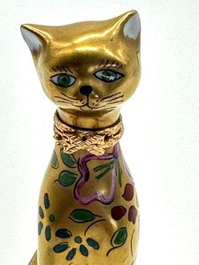 lot 40 image: Vintage Limoges Gold Spinx Porcelain Cat Trinket Box