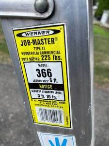 lot 233 image: Six Foot Werner Aluminum Step Ladder Model 366