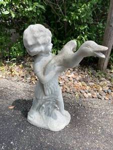 lot 246 image: Concrete Girl with Duck Statue