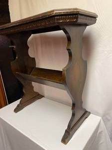 lot 210 image: Vintage Wooden Accent Table with Lower Shelf