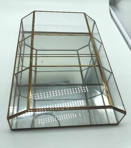 lot 219 image: Vintage Brass and Glass Mirrored Back Curio Wall Cabinet