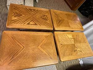 lot 225 image: Set of Four Folding Wooden TV Tables