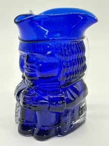 lot 116 image: Vintage Stuart Miller for Whitefriars Barnaby Blue Glassware Toby Jug with Clear Glass Handle
