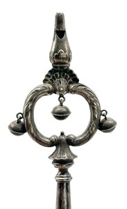 lot 125 image: Antique Victorian Sterling Silver Rattle and Whistle Combination