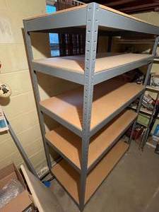 lot 249 image: Metal Storage Rack with Wooden Shelves