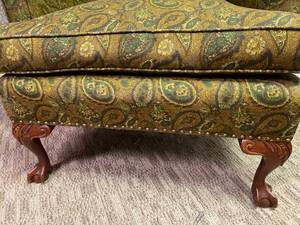 lot 269 image: Vintage Paisley Print Upholstered Wingback Chair