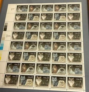 lot 291 image: Framed United States Postal Cat Stamps