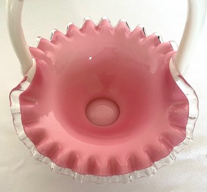 lot 307 image: Antique Victorian Glass Basket with Crimped Edging