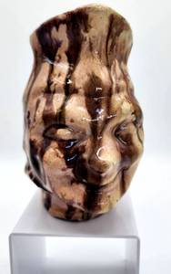 lot 313 image: Unique Australian Face Figurine Pottery Jug with Drip Glaze