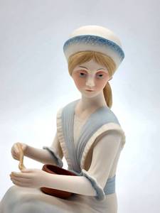 lot 348 image: Vintage Cybis Little Miss Muffet Bisque Porcelain Figure