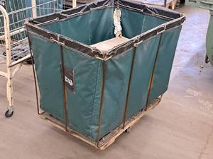 lot 261 image: Royal Basket Trucks Commercial MetalCanvas Rolling Basket Truck 37x27x34 with Cover