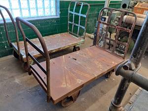 lot 270 image: Industrial Metal 2-Handle Rolling Cart 63x30x46