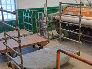 lot 271 image: Industrial MetalWood 2-Handle Rolling Cart 65x30x60