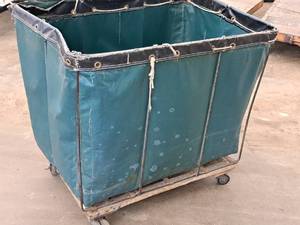 lot 273 image: Royal Basket Trucks Commercial MetalCanvas Rolling Basket Truck 36x27x33 with Cover