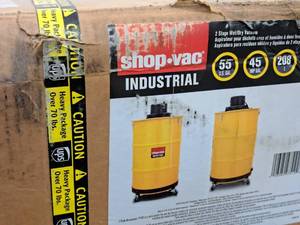 lot 221A image: Industrial 2-Stage 55-Gallon WetDry Vacuum (New in Box)