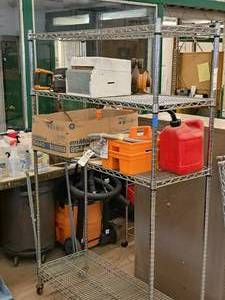 lot 282 image: Wire Rolling Shelving Rack 4-shelf 48x18x76