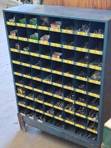 lot 370 image: Metal Parts Organizer Cabinet 35x12x50-12 with Hardware - Nuts, Bolts, Washers