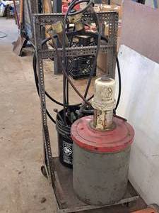 lot 374 image: Graco K6J Series Power Grease Gun System 203964 with Cart and Attachments