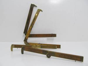 lot 16 image: Lot of 4 Excellent Antique Brass & Boxwood Folding Rulers