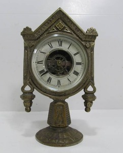 lot 31 image: Wonderful Antique circa 1870s Ornate BrassIron Desk Clock by the E.N. Welch Company