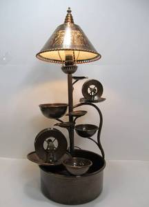 lot 38 image: Lovely Large Copper Pierced Shade Fountain Lamp
