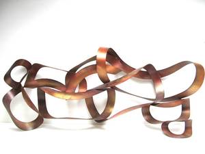 lot 101 image: LARGE Copper Free Flowing Abstract Wall Sculpture