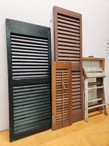 lot 164 image: Lot of Primitive Wood Shutters Stepladder Windows etc