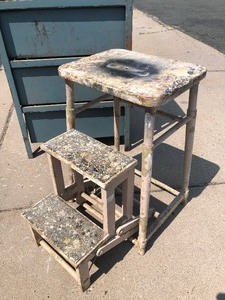 lot 150 image: Neat Old Folding Wooden Stepstool 