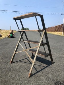 lot 151 image: Awesome Old Vintage Industrial Folding Stepladder 