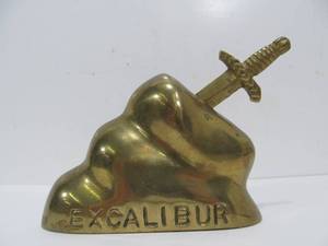 lot 126 image: Vintage Solid Brass Sword in The Stone Sword Letter Opener & Holder