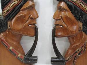 lot 219 image: Vintage Hand Carved Folk Wall Art Native American Smoking Pipe