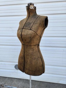 lot 5 image: Great Looking Antique Dress Form wRolling Stand