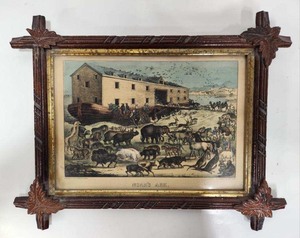 lot 318 image: Very Nice Early Antique Currier & Ives Litho Print - Noahs Ark