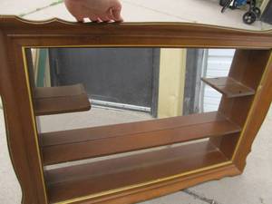lot 343 image: Vintage Mid Century Shadowbox Style Mirrored Wall Shelf