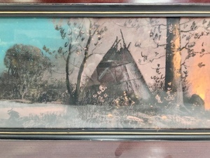 lot 357 image: Fantastic Early 1900s Signed Native American Scene Pastel Painting
