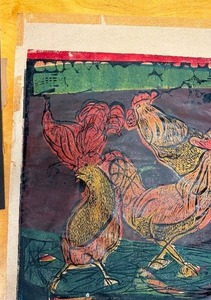 lot 388 image: Hand Signed & Colored Mid Century Woodcut by MN Artist John Maakestad - Parlement of Foules