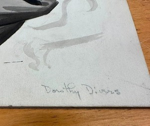 lot 393 image: 1950s Original Watercolor & Ink Illustration Painting by Dorothy Divers - Reclining Gentleman wPipe