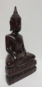 lot 397 image: Thai Wood Carved Seated Buddha Statue