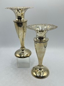 lot 12 image: Pair of Elegant Vintage English Candlestick Holders