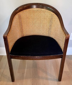lot 41 image: Vintage Caned Curved Accent Chair