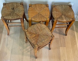 lot 29 image: Set of 4 Petite Vintage Cane Seat Stools