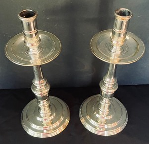 lot 53 image: Pair of Vintage Silver Plated Candle Holders