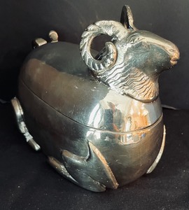 lot 205 image: Silver Plated Ram Trinket Box