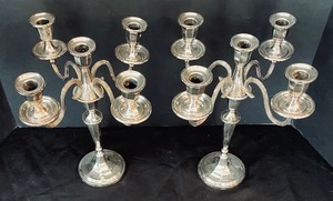 lot 210 image: Pair of Four Armed Silver Plated Candelabras by Roberts & Belk of Sheffield, England