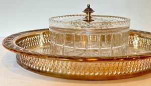 lot 188 image: Vintage Silver Plate Tray and Crystal and Silver Plate Dish