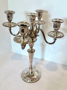 lot 182 image: Pair of Roberts and Belk Four Arm Candelabras
