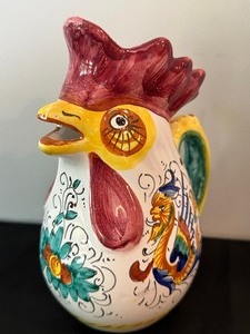 lot 132 image: Fun Italian Pottery Rooster Shaped Pitcher