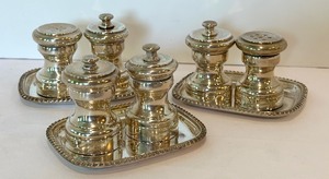 lot 136 image: Three Sets of Petite Sterling Silver Salt and Pepper Shakers