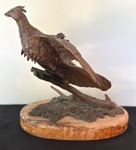 lot 128 image: Bob Winship Bronze Ruff Grouse Sculpture